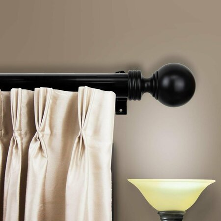 CENTRAL DESIGN 1.5 in. Serena Curtain Rod with 48 to 84 in. Extension, Black 150-04-48-2